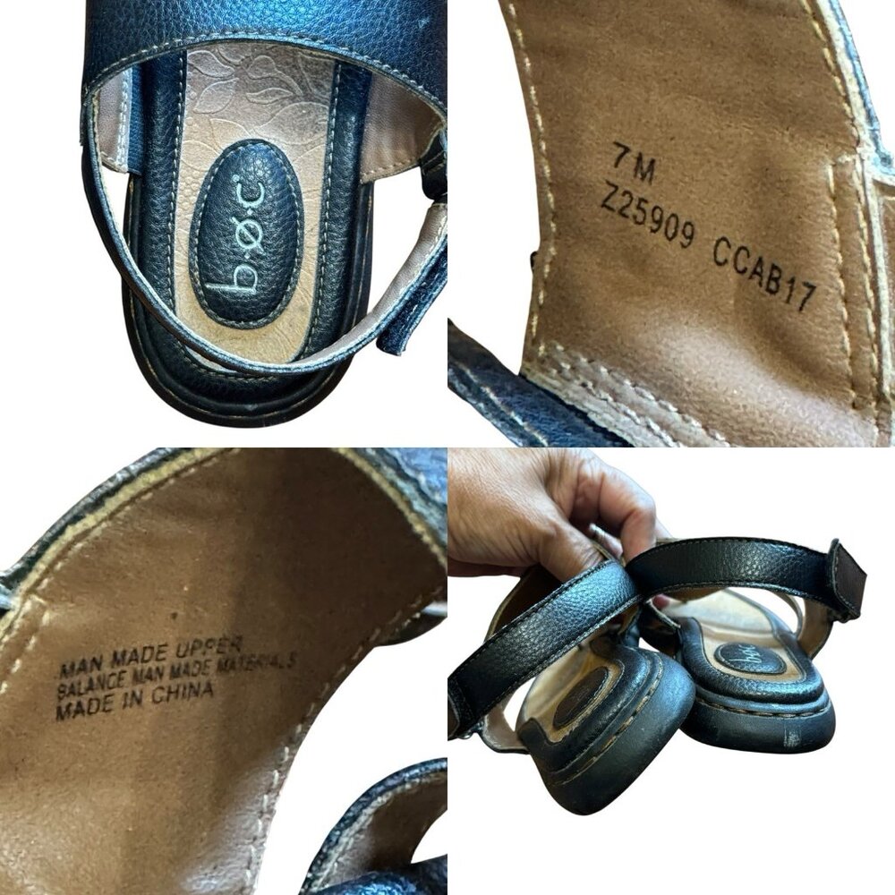 BOC Born Concept Vegan Leather Sandals 7M Black Casual Comfort Summer Toe Loop - Picture 11 of 11